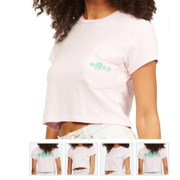 Billabong Women Pale PinkGone Coastal Crop Top T-Shirt MEDIUM SOLD OUT msrp $39 - Picture 2 of 9